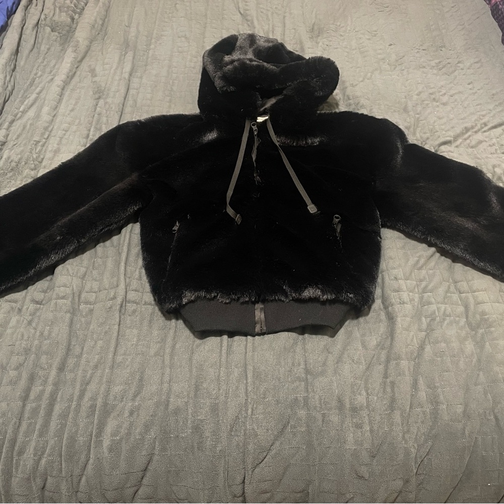 ⚡️NWOT XS BLANC NOIR FAUX FOX FUR BOMBER JACKET⚡️